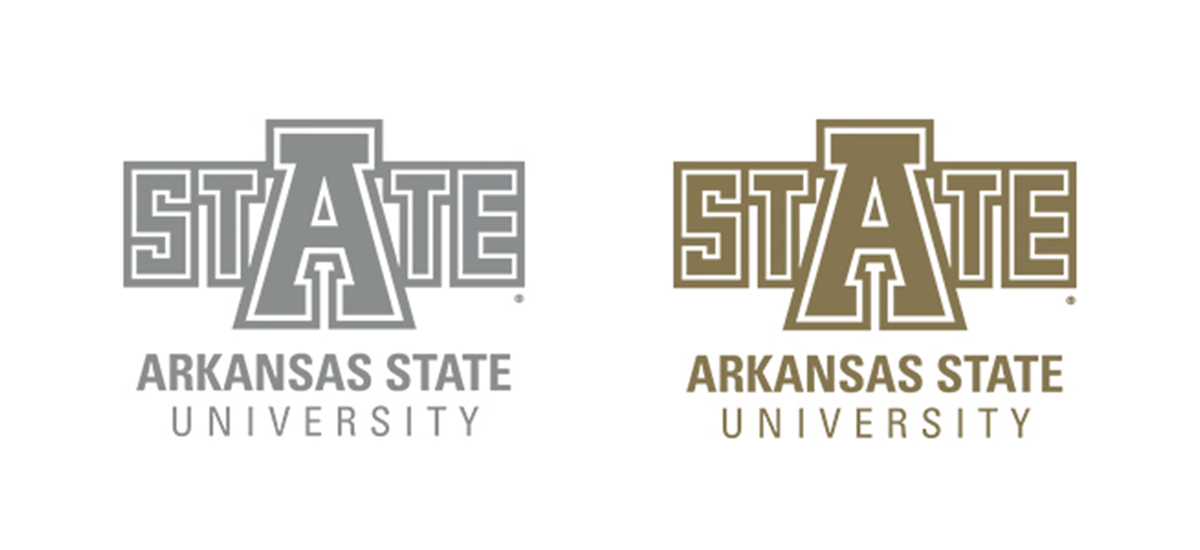 Gold and Silver A-State Logo Examples
