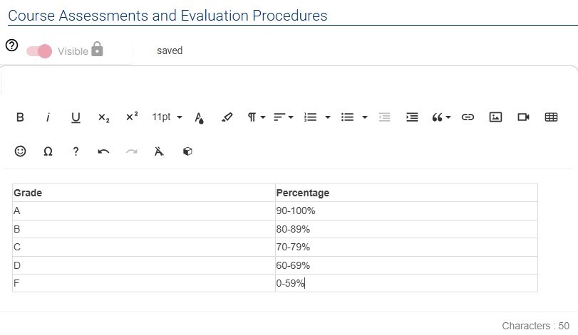 [Screenshot: Rich text editor with Insert Table menu open]