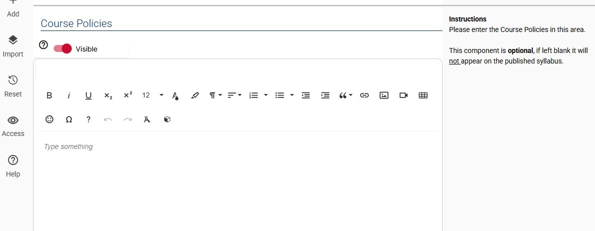[Screenshot: department/program/course-specific policies menu]