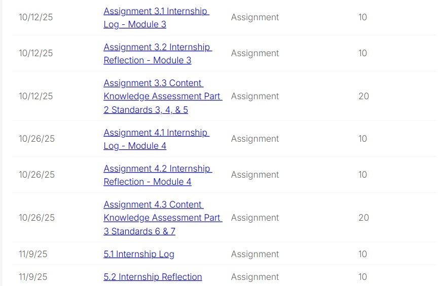 [Screenshot: Schedule showing Canvas-synced items with due dates]