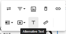 Simple Syllabus Image Options Menu with the Alt Text option highlighted