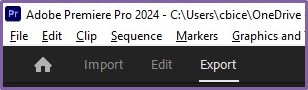 The location of the export tab.