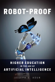 Artwork from the book cover, a robot hand holding a butterfly