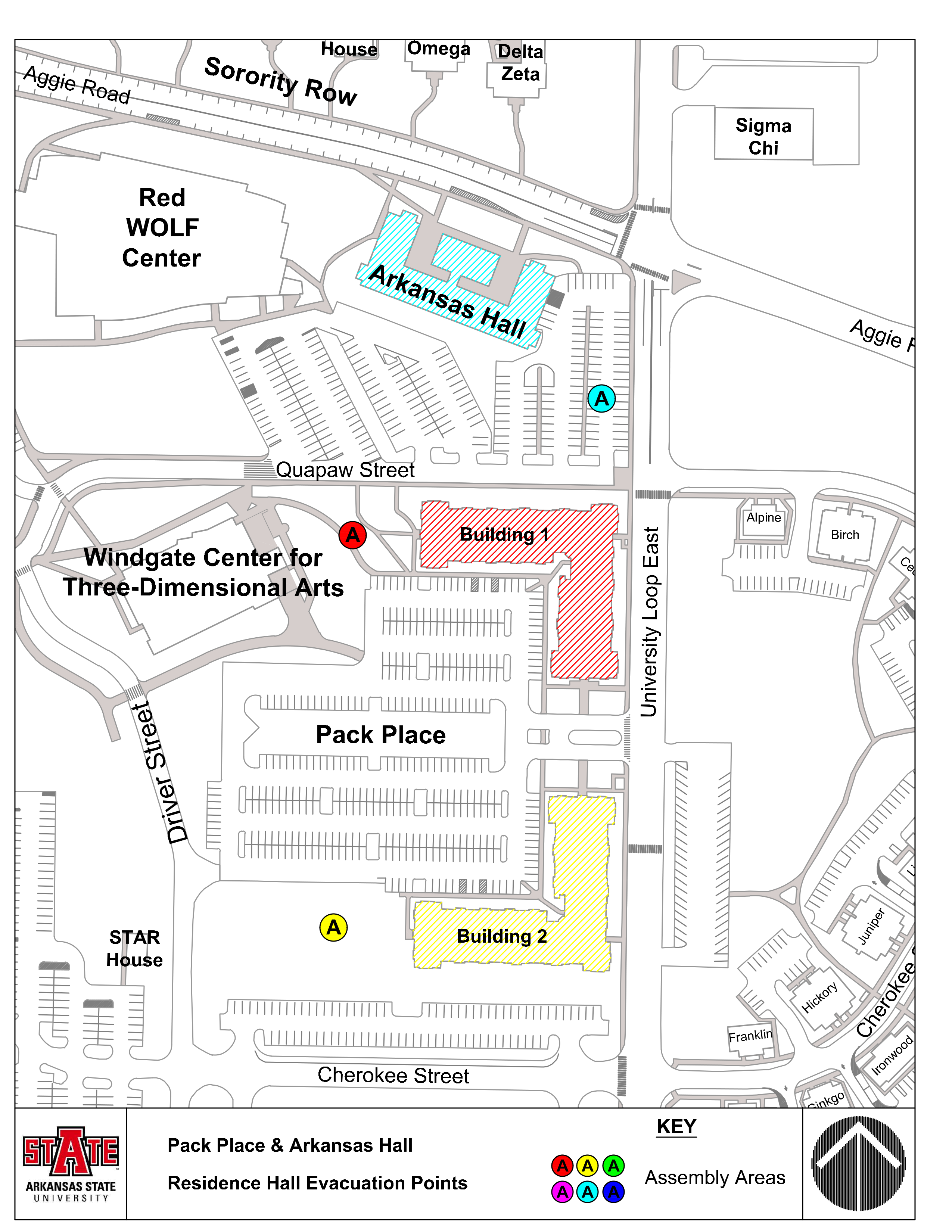 University Housing Evacuation Assembly Area Map (2025) AH.png