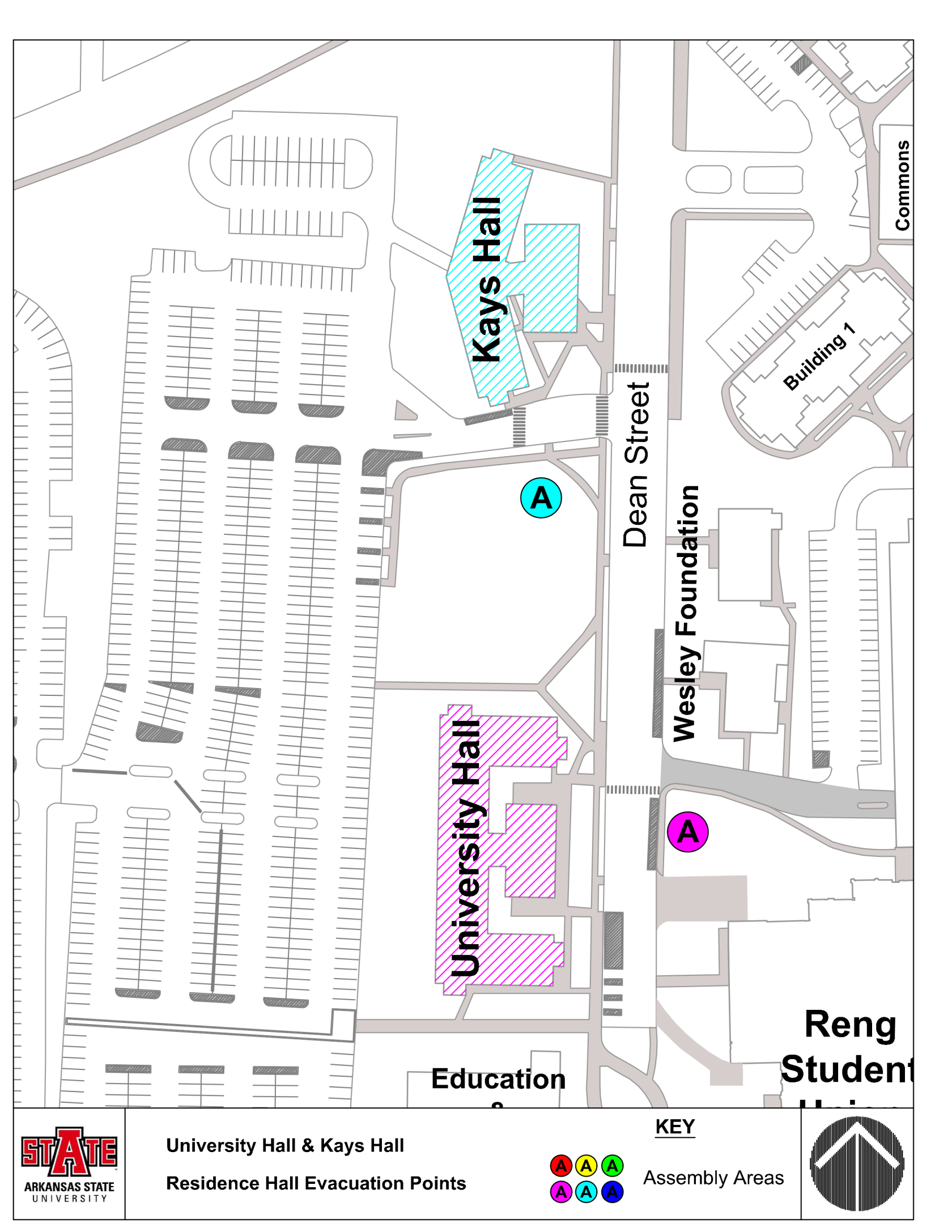 University Housing Evacuation Assembly Area Map (2025) KH.png