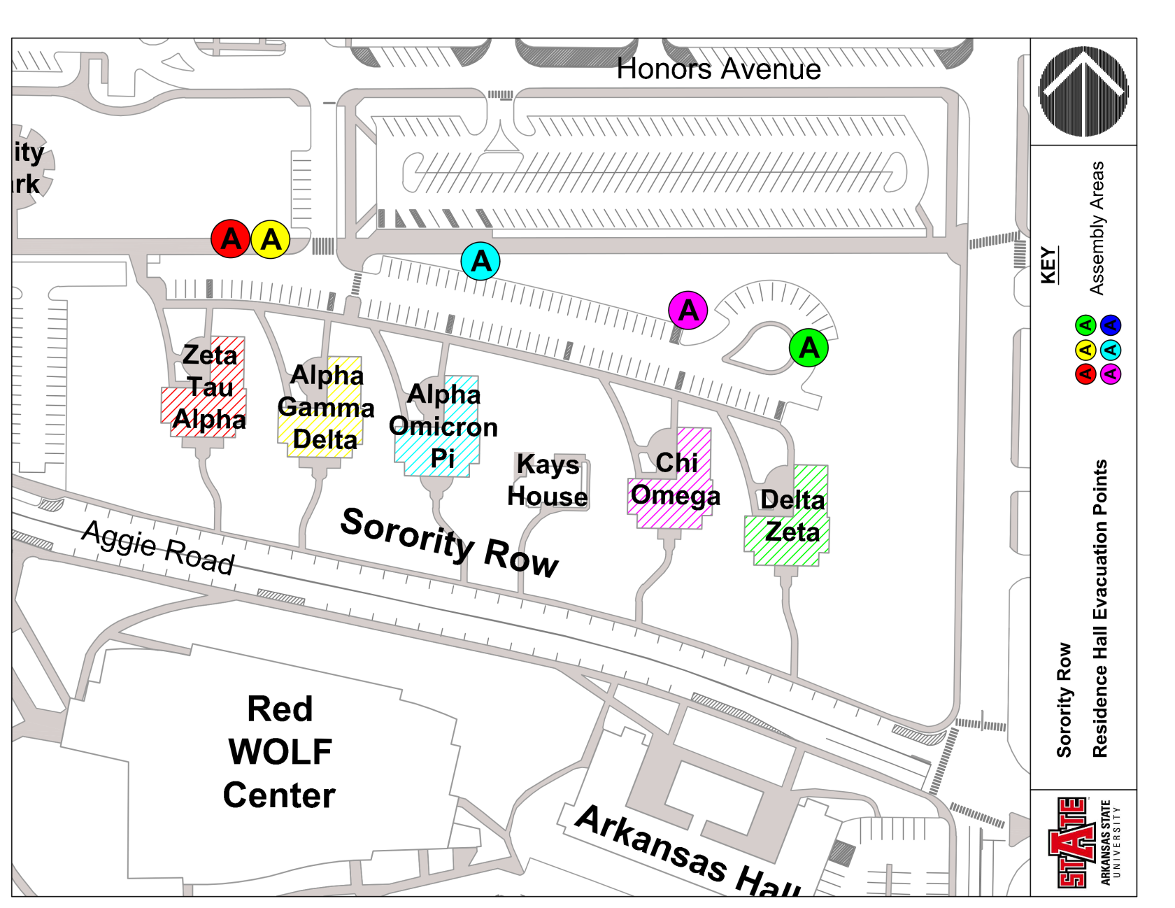 University Housing Evacuation Assembly Area Map (2025) SR.png