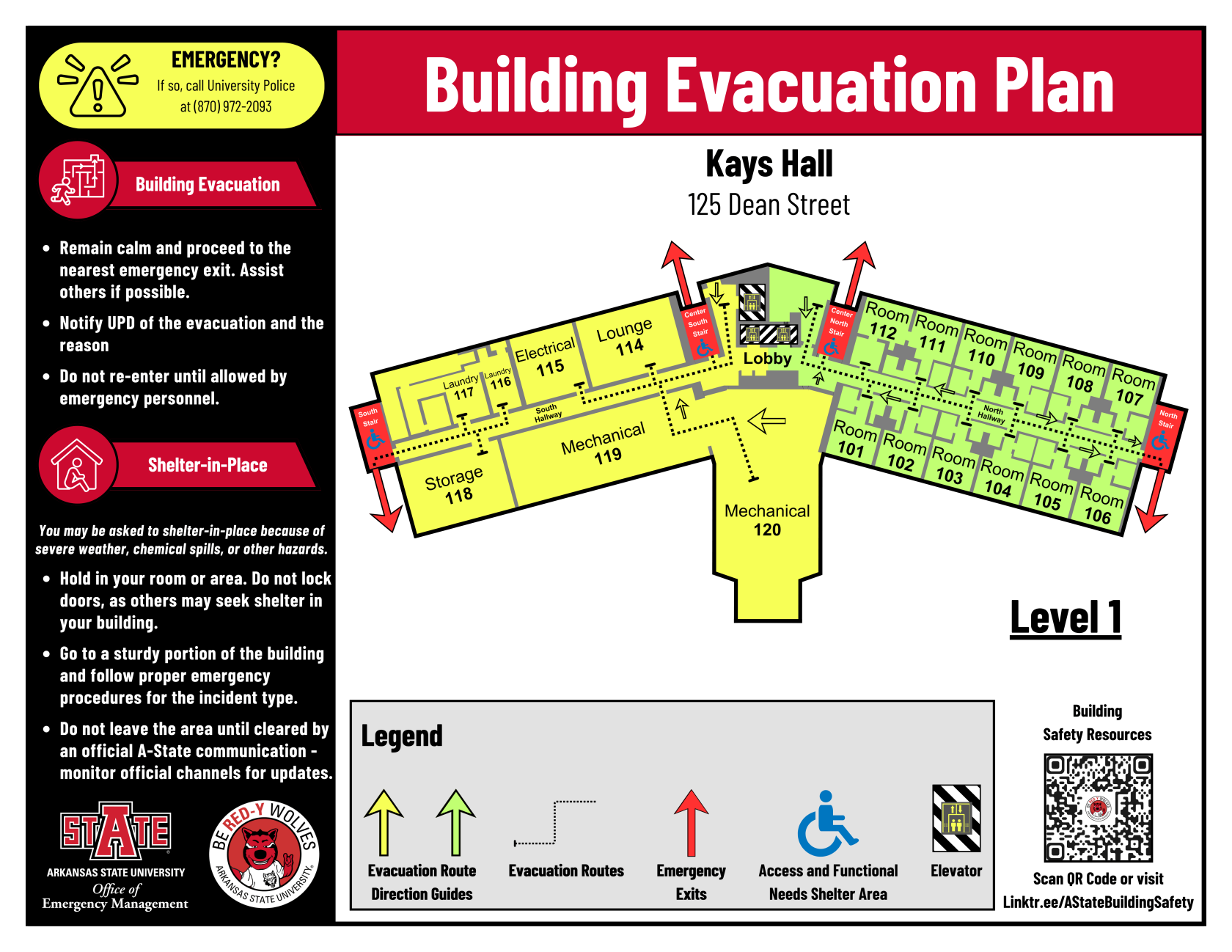 Building Evacuation Plan (Kays Hall, Level 1, White, 8.5x11).png