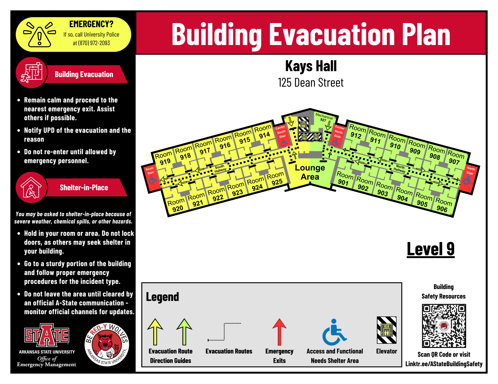 Building Evacuation Plan (Kays Hall, Level 9, White, 8.5x11).png