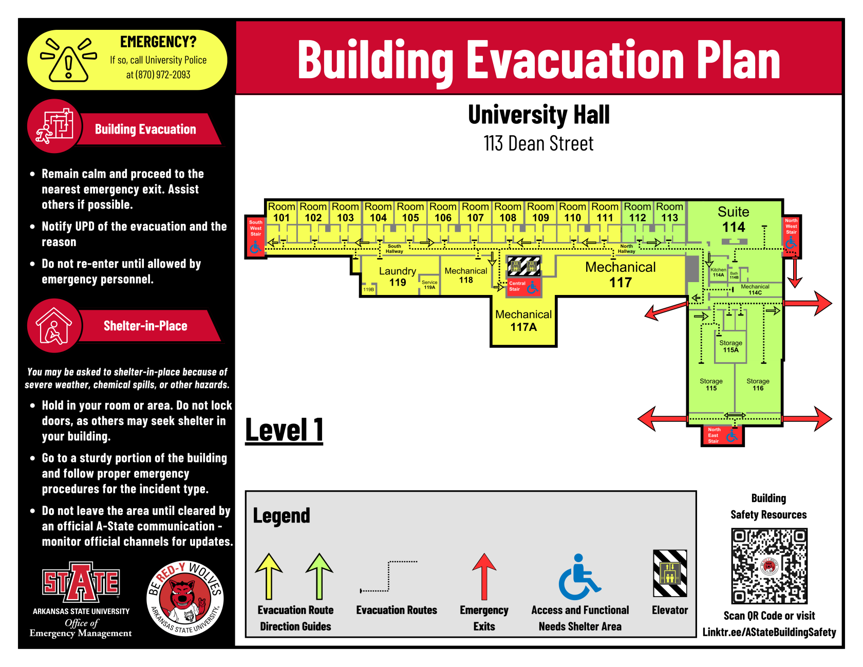 Building Evacuation Plan (University Hall, Level 1, White, 8.5x11).png