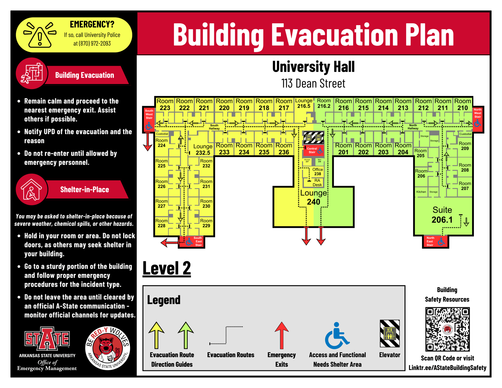 Building Evacuation Plan (University Hall, Level 2, White, 8.5x11).png
