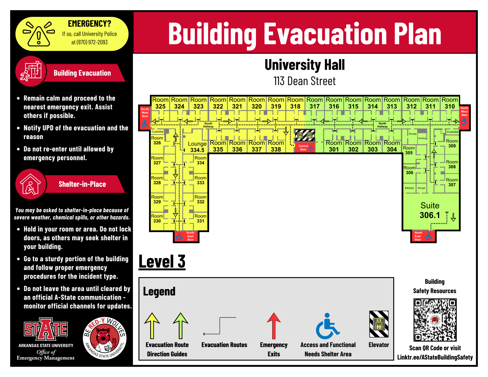 Building Evacuation Plan (University Hall, Level 3, White, 8.5x11).png